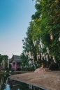 Buddha under the Bo tree at Wat Phan-Tao temple Royalty Free Stock Photo