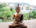 Buddha wooden statue in meditation Royalty Free Stock Photo