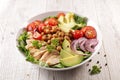 Buddhal bowl, vegetable salad with grilled chicken