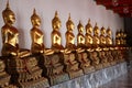 Buddhas in Bangkok temple Royalty Free Stock Photo