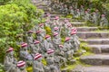 Buddhas lined pathways at Daisho in Temple grounds, Miyajima Island, Hiroshima, Japan Royalty Free Stock Photo