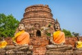 Buddhas at the temple of Wat Yai Chai Mongkol in Ayutthaya,Thailand Royalty Free Stock Photo