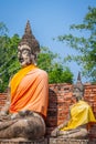 Buddhas at the temple of Wat Yai Chai Mongkol in Ayutthaya, Thail Royalty Free Stock Photo