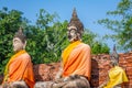 Buddhas at the temple of Wat Yai Chai Mongkol in Ayutthaya,Thailand Royalty Free Stock Photo