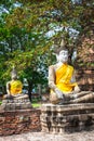 Buddhas at the temple of Wat Yai Chai Mongkol in Ayutthaya,Thailand Royalty Free Stock Photo