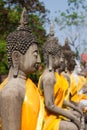 Buddhas at the temple of Wat Yai Chai Mongkol in Ayutthaya,Thailand Royalty Free Stock Photo