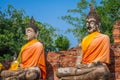 Buddhas at the temple of Wat Yai Chai Mongkol in Ayutthaya Royalty Free Stock Photo