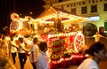 Buddhish devotees and floats at wesak procession Royalty Free Stock Photo