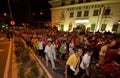 Buddhish devotees and floats at wesak procession Royalty Free Stock Photo