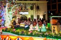 Buddhish devotees and floats at wesak procession Royalty Free Stock Photo