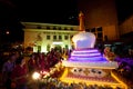 Buddhish devotees and floats at wesak procession Royalty Free Stock Photo