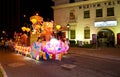 Buddhish devotees and floats at wesak procession Royalty Free Stock Photo