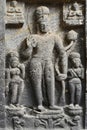 Buddhism Avalokitesvara Sculpture in middle at the entrance of Chaitya hall, Karla Caves, these Caves was constructed between 50