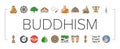 buddhism buddha lotus meditation icons set vector