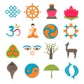 Buddhism icons set