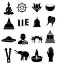 Buddhism icons set Royalty Free Stock Photo