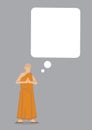 Buddhism monk with a empty giant thinking bubble