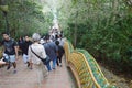 Buddhism and tourist up the stair Wat Phrathat Doi Suthep ancient temple in thailand Royalty Free Stock Photo