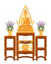 Buddhist altar cartoon illustration Royalty Free Stock Photo