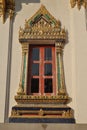 Buddhist Architecture Window at Wat Phra Sri Beautiful Temple Bangkok Thailand