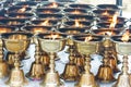 Buddhist butter lamps in temple