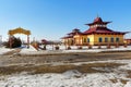 Buddhist center of the Karma Kagyu. Small hurul temple in Elista. Kalmykia. Russia Royalty Free Stock Photo