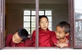 Buddhist children at the Labrang Gompa , Sikkim, India