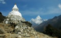 Buddhist chorten and Ama-Dablam Royalty Free Stock Photo