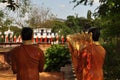 Buddhist Disciple statues at a temple in Sri Lanka Royalty Free Stock Photo