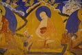 Buddhist fresco at Thiksey Gompa, Ladakh Royalty Free Stock Photo