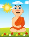 Buddhist on glade with flower Royalty Free Stock Photo