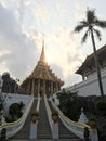 Buddhist golden stupa with Naga mythical giant snake stairs