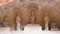 Buddhist grottoes sculpture in Bingling Temple Lanzhou Gansu, China. UNESCO World Heritage Site