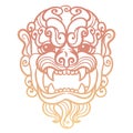 Buddhist guardian lion. Vector hand drawn illustration on white background