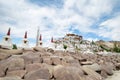 Buddhist heritage, Thiksey monastery  Gompa  temple under blue sky. India, Ladakh, Thiksey Monastery Royalty Free Stock Photo