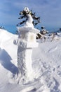 Buddhist lantern made of snow