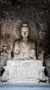 Buddhist Longmen Caves or Dragons Gate Grottoes, Louyang, Henan, China are one of the finest examples of Chinese Buddhist art, ho Royalty Free Stock Photo