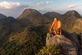 Buddhist master monk meditating in mountains Royalty Free Stock Photo