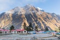 Buddhist monastery morning fog, Tengboche village, Nepal. Royalty Free Stock Photo