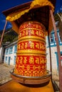 Buddhist monastery prayer wheel in Nepal