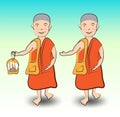 Buddhist Monk cartoon vector illustration, hand-drawn Buddhism Religion.