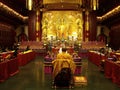 Buddhist monk during a ceremony at the Buddha`s Tooth Relic Temple in Singapore Royalty Free Stock Photo