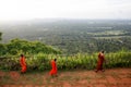 Buddhist Monk at the Citadel of Sigiriya looking towards the forest