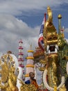 Buddhist monk on a decorated float, Trang, Thailand