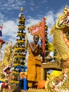 Buddhist monk on a decorated float, Trang, Thailand