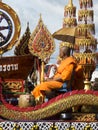 Buddhist monk on a decorated float, Trang, Thailand