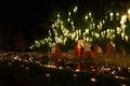 buddhist monk floating hot air balloon in Yeepeng and Loy Krathong festival Royalty Free Stock Photo