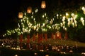 buddhist monk floating hot air balloon in Yeepeng and Loy Krathong festival Royalty Free Stock Photo