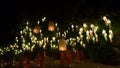 buddhist monk floating hot air balloon in Yeepeng and Loy Krathong festival Royalty Free Stock Photo