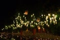 buddhist monk floating hot air balloon in Yeepeng and Loy Krathong festival Royalty Free Stock Photo